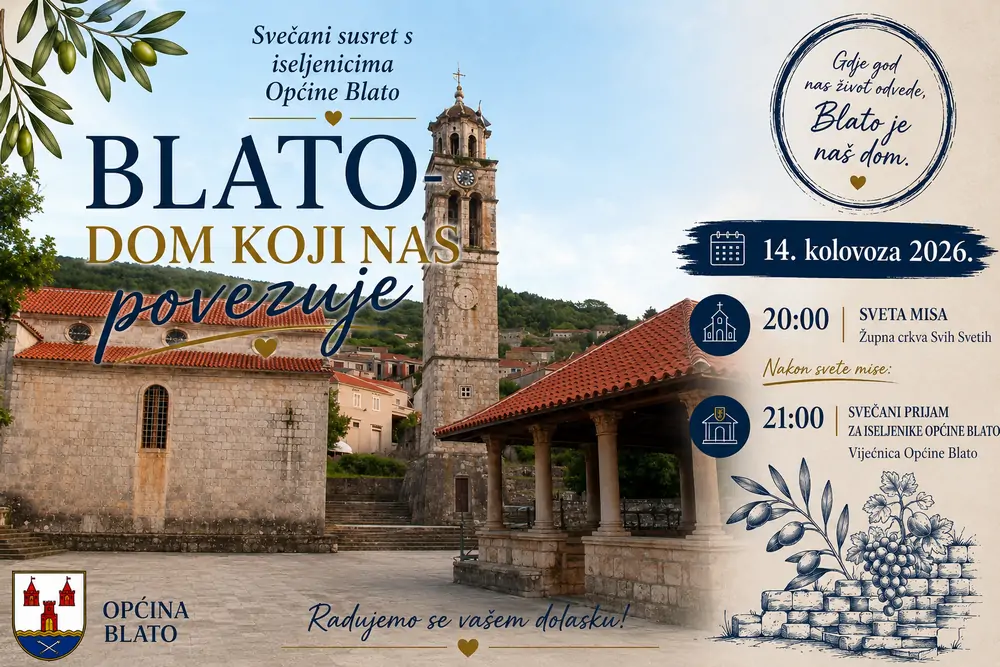 Blato okuplja svoje iseljenike: Susret posvećen zajedništvu, korijenima i rodnom kraju